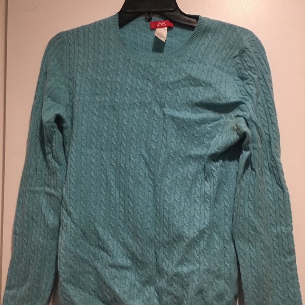 Blue cashmere Anne Klein cable knit sweater